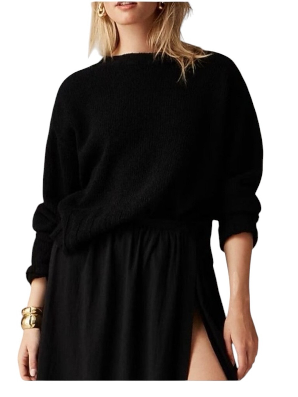 J. Crew Relaxed Crewneck Sweater Small Black Beachy Textured Cotton Summer NWT